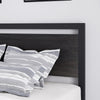 Full Queen Size Platform Bed and Black Metal Bed Frame with Wooden Headboard and Footboard