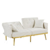 Velvet Futon Sofa Bed Convertible Sleeper Sofa Couch with 6 Golden Metal Legs