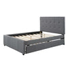 bed Full Size Upholstered  Bed with 2 Storage Drawers for Kids, Gray