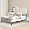 Twin Size Upholstered Platform Bed with Headboard, Bedroom Twin Bed Frame for Kids Teens Adults