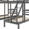 Wood Storage Bunk Bed Bed, Full over Twin & Twin for Kids Bedroom, Gray