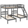 Wood Storage Bunk Bed Bed, Full over Twin & Twin for Kids Bedroom, Gray