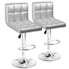 Bar Stools Set Of 2 Modern PU Leather Height Adjustable Swivel Barstools