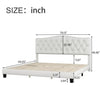 Upholstered king size bed with curved saddle headboard,Beige