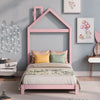 Wood Twin Size House-Shaped Platform Bed with Headboard for Kids Bedroom