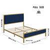   Bed Gold Metal Platform Frame with Upholstered Velvet Headboard