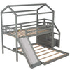 twin over Full House Bunk Bed with Storage Staircase for Bedroom