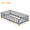 Wood Twin Size Bed with Safety Guardrails and Door