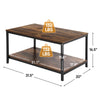 Rectangle Wood Coffee Table Metal Frame MDF Home Tea Table Desk Rustic Brown