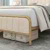 Bed, Metal Tubular Platform Bed Frame with Upholstered Headboard