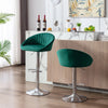 Set of 2 Velvet Bar Stools Dining Chairs with Adjustable Counter Height Footrest Tufted Upholstered