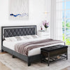  Diamond Tufted Upholstered Platform Bed with Adjustable Headboard