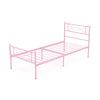 Kids Pink Metal Platform Bed Frame Twin Single Bed with Headboard & Footboard for Girls Bedroom Furniture