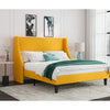 Fabric Upholstered Platform Bed Frame with Wingback Headboard