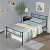 Black Metal Platform Twin Bed with Scroll Design Headboard and Footboard