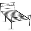 Black Metal Platform Twin Bed with Scroll Design Headboard and Footboard