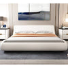 Platform Bed Frame with Curved Adjustable Headboard, Faux Leather Upholstered Style