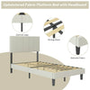 Twin Size Upholstered Platform Bed with Headboard, Bedroom Twin Bed Frame for Kids Teens Adults